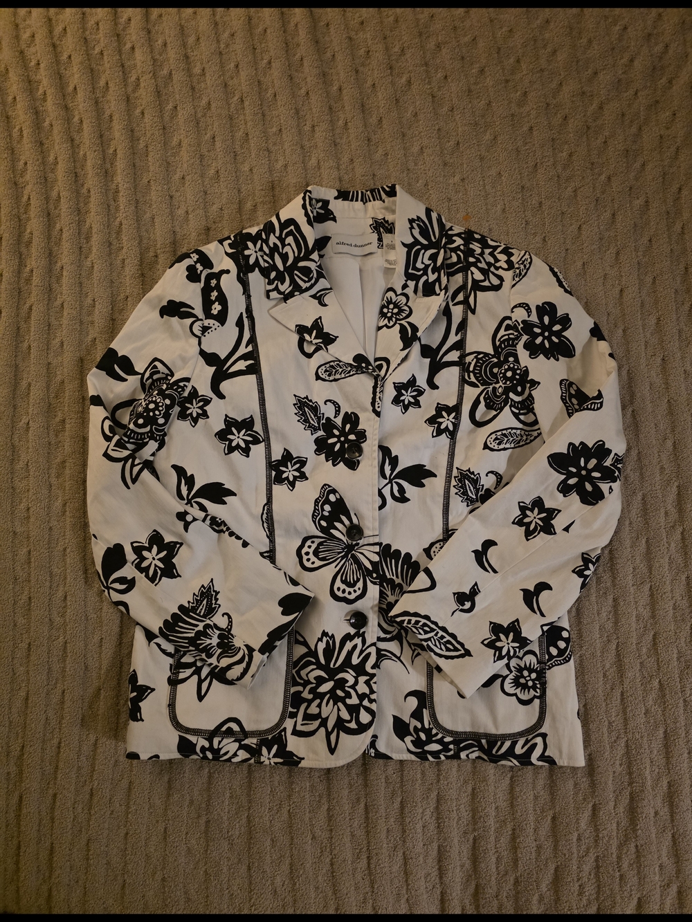 Alfred Dunner Black & White Floral Blazer